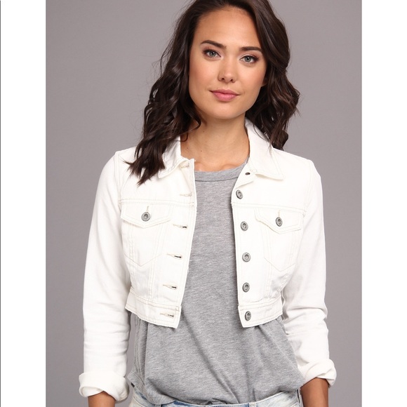 Free People Jackets & Blazers - Free People Ivory Cropped Jean Jacket